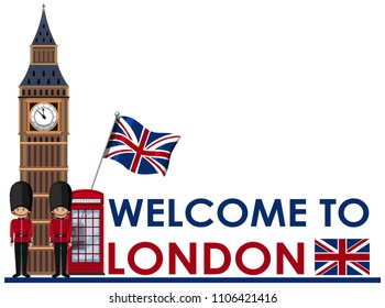 Welome to London landmarks illustration