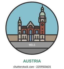 Wels. Ciudades y pueblos de Austria. Punto de referencia plano