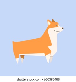 Welsh Corgi breed dog, cutest and smallest sheepdog. Vector illustration