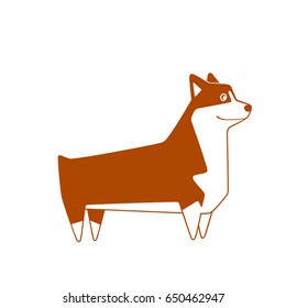 Welsh Corgi breed dog, cutest and smallest sheepdog. Vector illustration