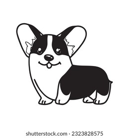 Welsh corgi cardigan dog. Vector illustration on white background