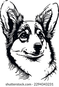 Welsh Corgi Dog Black and White