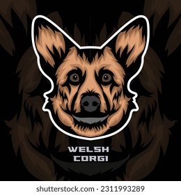 Welsh Corgi Dog Face Vector Stock Illustration, Dog Mascot Logo, Dog Face Logo vector