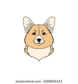 Welsh corgi dog icon in linear flat style on white background.