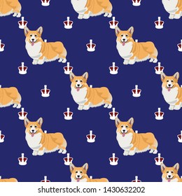 Welsh Corgi dog seamless pattern vector illustration