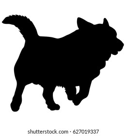 Welsh Corgi Dog Silhouette On A White Background.