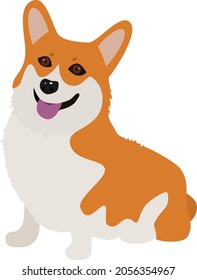Welsh Corgi on isolated white background. Illustration of a hunting dog.