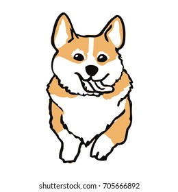 Welsh corgi pembroke funny dog on white ink drawn funny dog graphic dog sketches art welsh corgi pembroke smiling dog