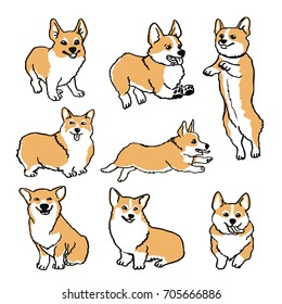 Welsh corgi pembroke funny on white ink drawn funny dog graphic dog sketches art welsh corgi pembroke smiling dog. Britan dog. Welsh corgi pembroke Cartoon hand drawn in drawn welsh corgi pembroke