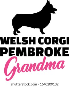 Welsh Corgi Pembroke Grandma silhouette in black