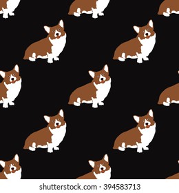 Welsh Corgi Pembroke. Vector illustration. Cute seamless pattern