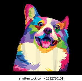 Welsh Corgi Pop Art Colorful Portrait