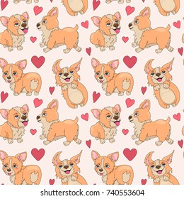 Welsh Corgi seamless pattern, vector, illustration