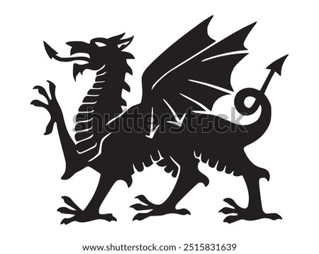 
The Welsh Dragon in black silhouette vector design illustration