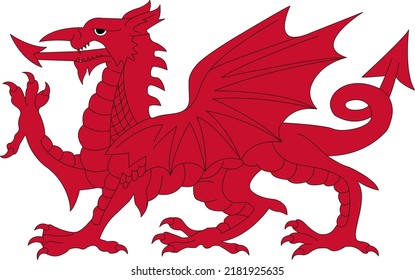 Welsh dragon logo, Wales dragon vector