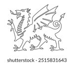 The Welsh Dragon outline vector design illustration