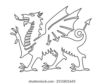 The Welsh Dragon outline vector design illustration