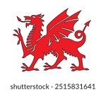 The Welsh Dragon red vector design illustration