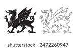 the welsh dragon vector silhouette illustration isolated on white background