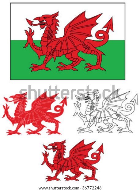 Welsh Flag Dragon Variations Stock Vector (Royalty Free) 36772246