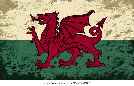 Welsh flag Grunge background. Vector illustration Eps 8.