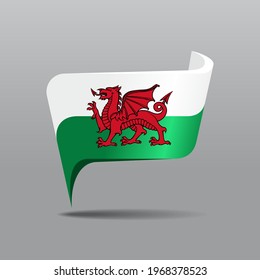 Welsh Flag Map Pointer Layout. Vector Illustration.