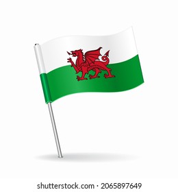 Welsh flag map pointer layout. Vector illustration.