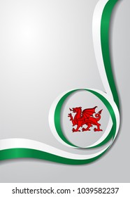 Welsh flag wavy abstract background. Vector illustration.
