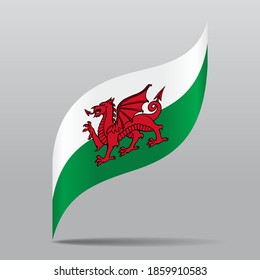 Welsh Flag Wavy Abstract Background. Vector Illustration.