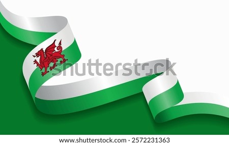 Welsh flag wavy abstract background. Vector illustration.