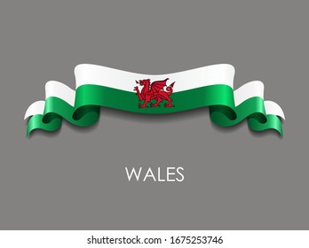 Welsh Flag Wavy Ribbon Background. Vector Illustration.