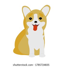welsh korgi walking sticker. Cute Vector illustration in flat style. 