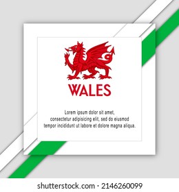 Welsh National Day Celebration Illustration with coat of arms and flag of Wales.