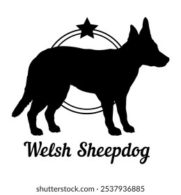 Welsh Sheepdog dog silhouette,  dog, dog breeds, logo, vector, silhouette, logo design, animal, illustration, icon, sign, design, black,  symbol, pet