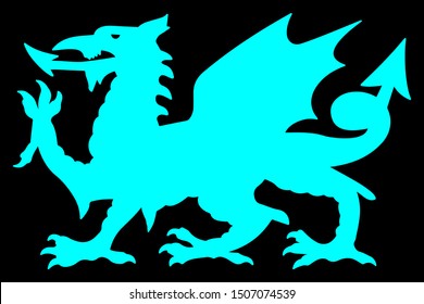 Welsh Silhouette Dragon Vector illustration