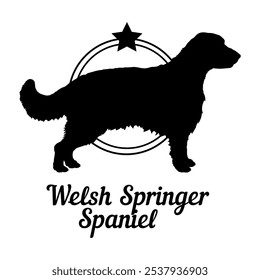 Welsh Springer Spaniel dog silhouette,  dog, dog breeds, logo, vector, silhouette, logo design, animal, illustration, icon, sign, design, black,  symbol, pet