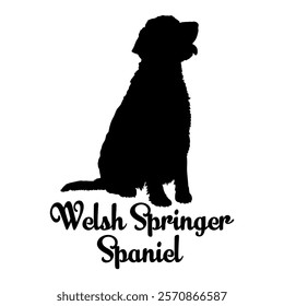 Welsh Springer Spaniel. dog silhouette, dog breeds, logo, vector, silhouette,  animal, illustration, icon, sign, design, black, symbol, pet, love
