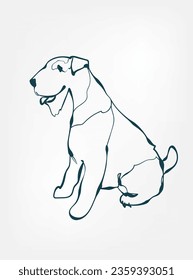 welsh terrier dog breed animal vector line art one line sketch outline