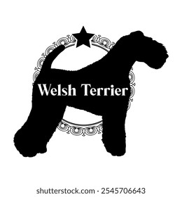 Welsh Terrier  dog silhouette, dog, dog breeds,  vector, silhouette, logo design, animal, illustration, icon, sign, black, pet