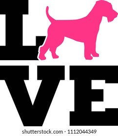 Welsh Terrier love word with silhouette 