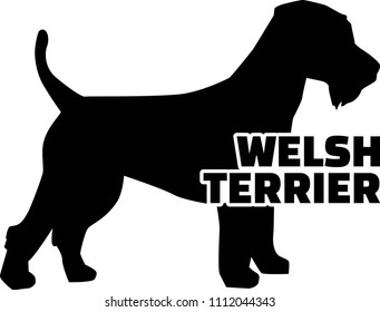 Welsh Terrier silhouette real with word 