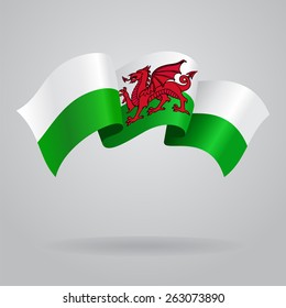 Welsh Waving Flag. Vector Illustration Eps 8.