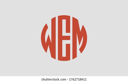 Plantilla de logotipo de marca vectorial de la letra monográfica de WEM Emblem Resumen