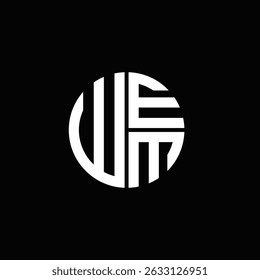 WEM logo WEM icono WEM monograma WEM letra minimalista Círculo plano Diseño de logotipo abstracto moderno único.
