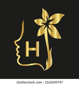 weman logo in the  H   Vector design template elements for your application or company identity.with weman circle
 letter Reverse icon . illustration can be used for web and mobile graphic design, log