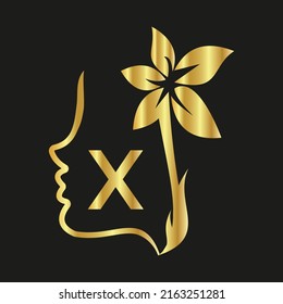 weman logo in the  X   Vector design template elements for your application or company identity.with weman circle
 letter Reverse icon . illustration can be used for web and mobile graphic design, log
