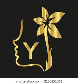 weman logo in the   Y  Vector design template elements for your application or company identity.with weman circle
 letter Reverse icon . illustration can be used for web and mobile graphic design, log