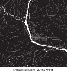 Wenatchee Washington Vector Map, Detailed City Street Map Black and White Minimalist Line Art