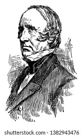 Wendell Phillips, 1811-1884, he was an American abolitionist, advocate for Native Americans, orator, and attorney, vintage line drawing or engraving illustration