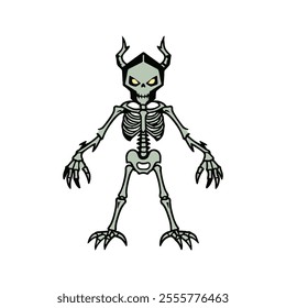 Wendigo Flat Vector Illustration, Skeletal Creature, Stylized Design, Pale, Eerie Features